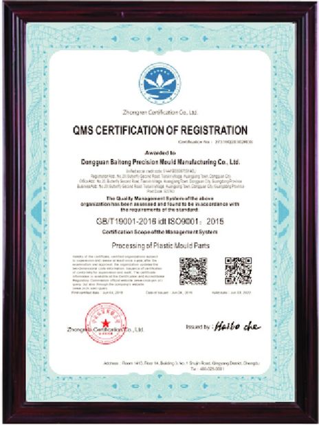 China Dongguan Baitong Precision Mould Manuafacturing Co.,Ltd Certificações